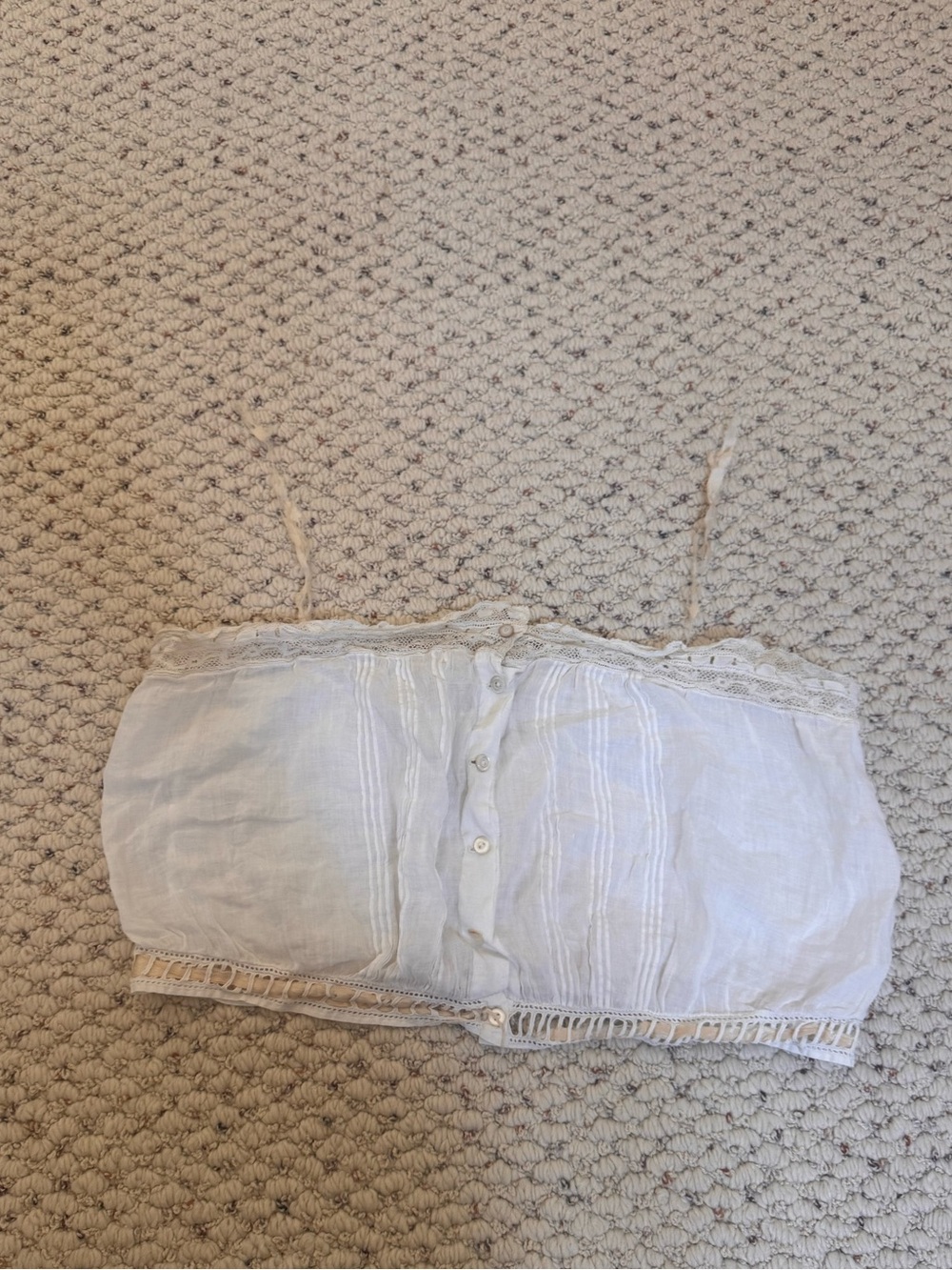 Antique Victorian White Lace-Trim cotton and silk corset cover Top